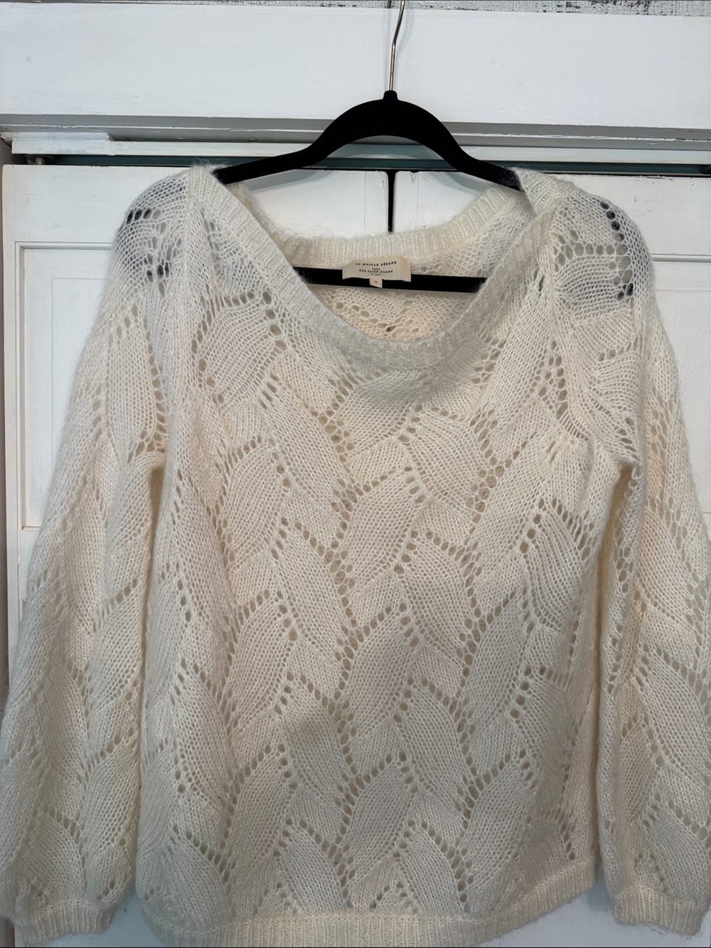 Cozy Open-Knit Scoop Neck Sweater — Cream